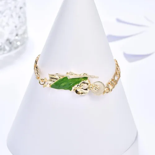 Vista 3 de UOOANUO San Judas Tadeo - Pulsera para mujer y hombre, chapada en oro de 10 quilates, joyería fina, regalos para ella, Cobre, Sin gemas.
