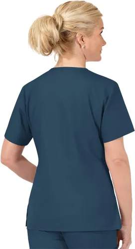 Vista 4 de Bata quirúrgica para mujer Wonderwink con 5 bolsillos y cuello en V