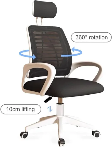 Vista 4 de Ergonomic Office Computer Chair with Extended Armrest, Adjustable Desk Chair with Swivel Headrest, Thickened Latex Sponge Cushion, Enlarged Nylon