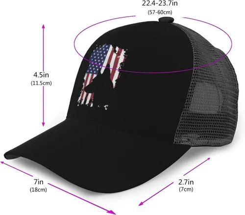 Vista 2 de Gorra de béisbol unisex de verano con bandera estadounidense de pastor alemán, gorra de malla de verano