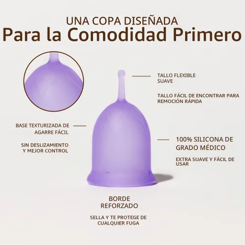 Vista 4 de August Copa menstrual pequeña para mujer, taza menstrual de silicona suave