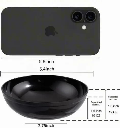 Vista 2 de bUCLA Paquete de 50 Cuencos de Plástico Negro - Cuencos Desechables de Plástico Negro de 10oz para Salsa/Servir - Ideales para Fiestas y Año Nuevo