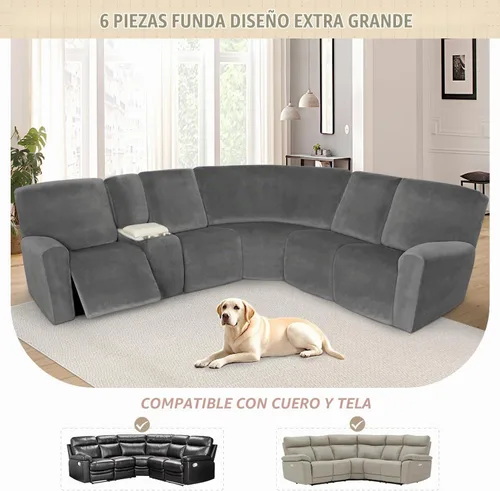 Vista 3 de Arfntevss Fundas de sofá reclinable seccional de terciopelo lavables, juego de fundas de sofá seccional de esquina para sofá reclinable elástico