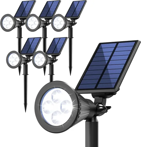 Vista 16 de JEJOT Paquete de 6 focos solares impermeables para exteriores con haz de Blanco cálido