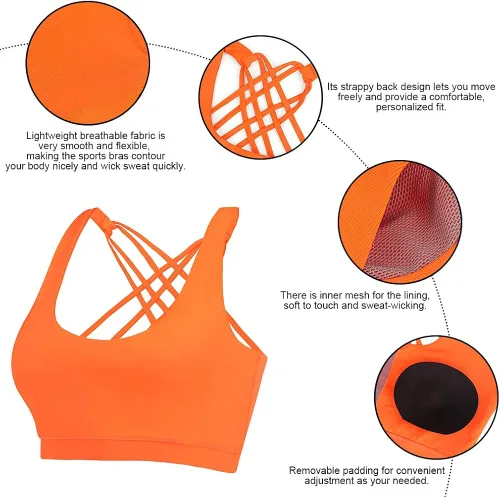 Vista 4 de EILYEE Women High Impact Sports Bra Criss Cross Back Padded Bra Workout Fitness Sports Yoga Bras