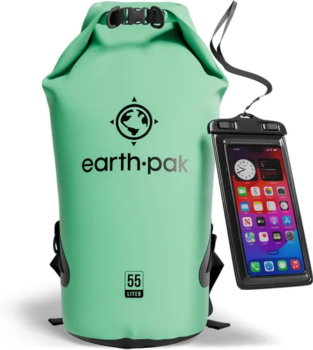 Vista 43 de Earth Pak Bolsa Seca Impermeable - Mochila Impermeable de Cierre Enrollable Superior Mantiene el Equipo Seco para Kayak con Funda Impermeable