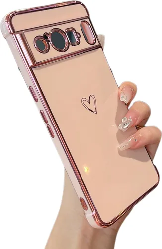 Vista 36 de ZTOFERA Funda diseñada para Google Pixel 7a, bonito diseño de corazones de amor con borde chapado y protección de lente de cámara, para Google Pixel