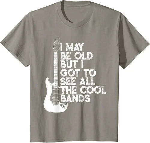 Vista 26 de Camiseta con texto en inglés "I May Be Old But I Got to See All The Cool Bands" Negro