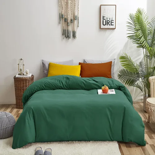 Vista 44 de Luxlovery Juego de edredón verde militar, juego de ropa de cama individual, minimalista, suave, transpirable y moderno, para todas las estaciones