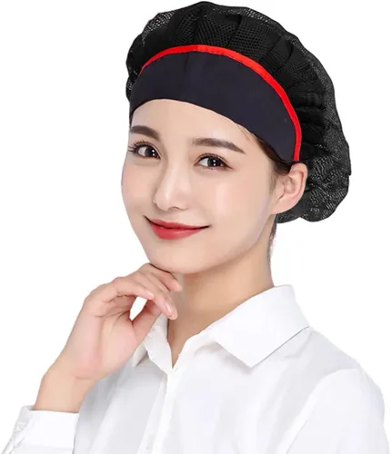 Vista 2 de Jaspfct 1 pieza4 sombreros de chef, para cocina, panadero, redes para el cabello, gorras para servicio de alimentos para adultos