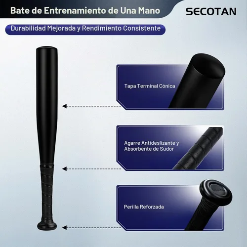 Vista 3 de 17inch Aluminum Baseball Bat for Self Defense,Tire Checker and Fish Negro mate