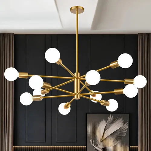 Vista 20 de Sputnik - Lámpara de techo con 6 luces para comedor Negro y oro cepillado