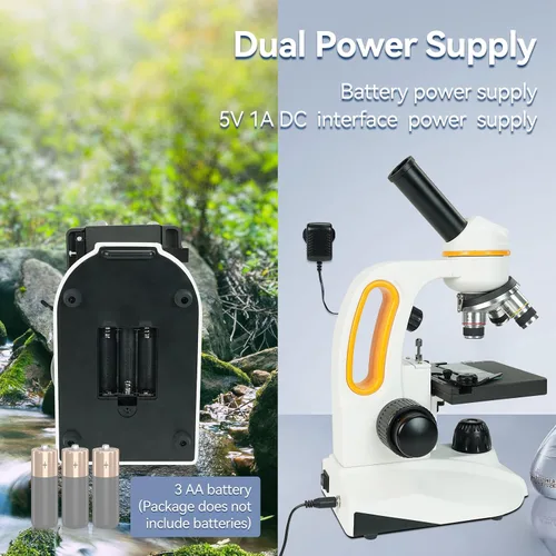 Vista 8 de SVBONY Microscopio monocular compuesto SM202 para adultos, kit de microscopio compuesto 40X-2000X, microscopio con etapa mecánica, adaptador