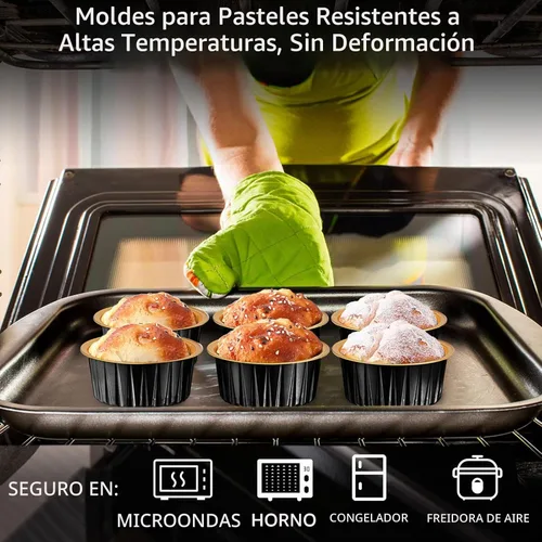 Vista 5 de 150 moldes desechables de papel de aluminio para hornear, con tapas, mini moldes para cupcakes de 5 onzas, moldes para flan, moldes para tartas