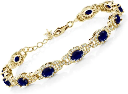 Vista 26 de Gem Stone King Oval Halo Gemstone Tennis Bracelet Nano Esmeralda