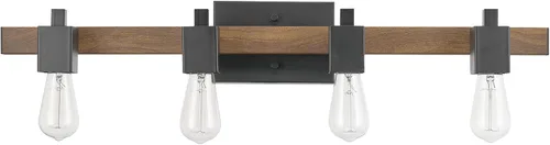 Vista 12 de Globe Electric 51854 Kingston - Lámpara de tocador de 3 luces, madera sintética oscura, detalles de metal galvanizado, pantalla de vidrio sembrado