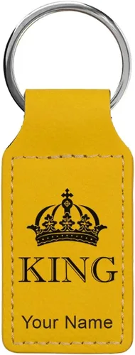 Vista 17 de Llavero rectangular, corona de rey, grabado personalizado incluido, Bambú