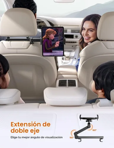 Vista 2 de Aomiker Soporte para iPad reposacabezas de automóvil – [Brazo extensible] Soporte ajustable para tablet 2025 para asiento trasero del automóvil Negro