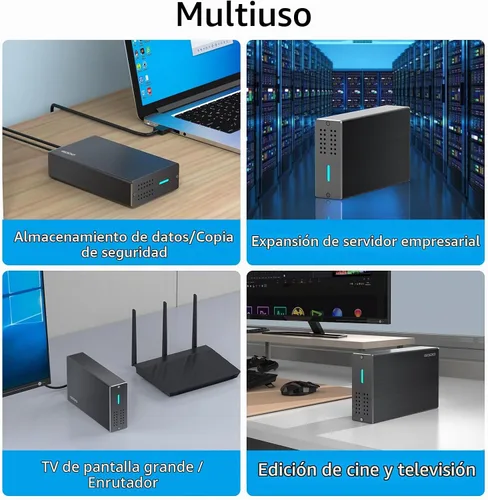 Vista 7 de GODO Caja de disco duro de doble bahía de 2.5 pulgadas, USB 3.0 a 2.5 pulgadas SATA I/II/III HDD SSDs RAID carcasa externa, compatible con UASP Trim