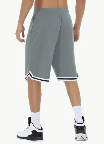 Vista 2 de JIM LEAGUE Pantalones cortos de baloncesto para hombre, de 11 pulgadas, de malla larga, atléticos, para gimnasio, entrenamiento, deportes