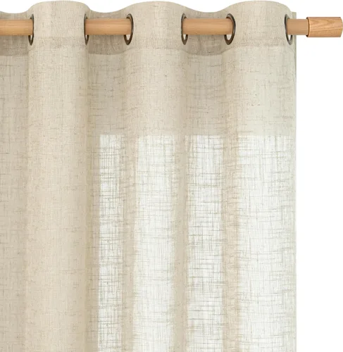 Vista 10 de LAMIT Cortinas de lino marrón caramelo para sala de estar, 84 pulgadas, de lino sintético, texturizado, filtrante de luz, paneles de privacidad