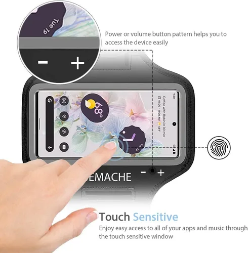 Vista 2 de Pixel 10 9 Pro - Brazalete JEMACHE resistente al agua, para gimnasio, correr, entrenamientos, teléfono para Google Pixel 10Pro 9Pro 10 9 8 7 9a 8a