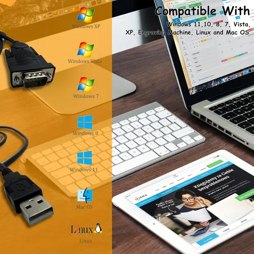 Vista 4 de USB a RS232, cable adaptador serie universal con chipset, USB 2.0 a macho DB9 cable de depuración para Windows 11,10, 8, 7, Vista, XP, máquina