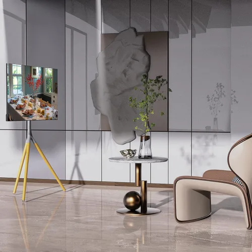 Vista 9 de UPGRAVITY Soporte de TV con caballete con base de trípode para pantallas planas LED LCD OLED de 45 a 65 pulgadas, soporte de suelo giratorio de 180°