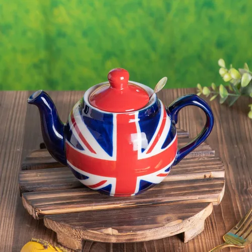 Vista 3 de London Pottery Tetera con infusor, cerámica, pintado a mano Union Jack Edición Limitada, 2 tazas (20.3 fl oz)
