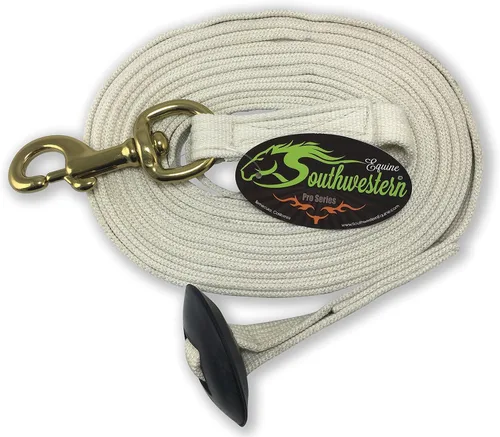 Vista 5 de Southwestern Equine Línea de estocada para caballos de algodón con broche de perno y tope de goma (negro, 24')