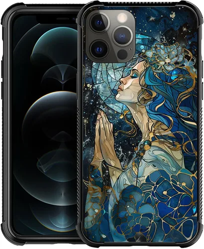 Vista 23 de ZHEGAILIAN Funda compatible con iPhone 12 Mini, fundas de cristal de color caballo de baile, parte trasera de vidrio templado+funda protectora