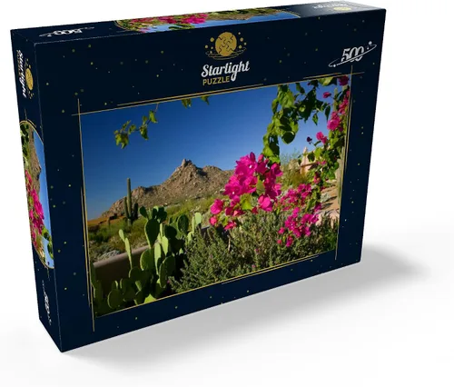 Vista 2 de MyPuzzle Bougainvillea with Pinnacle Peak, Scottsdale, Arizona, Estados Unidos, rompecabezas prémium de 500 piezas para adultos