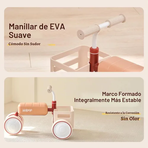 Vista 5 de Kidpop Toast Baby Walker - Andador convertible empujable con asiento desmontable, marco triangular antivuelco y canasta de grado alimentario