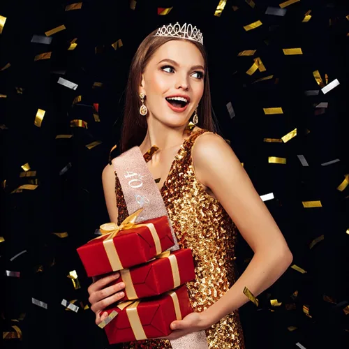 Vista 6 de Kit de corona de banda y diamantes de imitación para cumpleaños número 40, regalos de cumpleaños número 40 para mujeres (AB oro rosa)