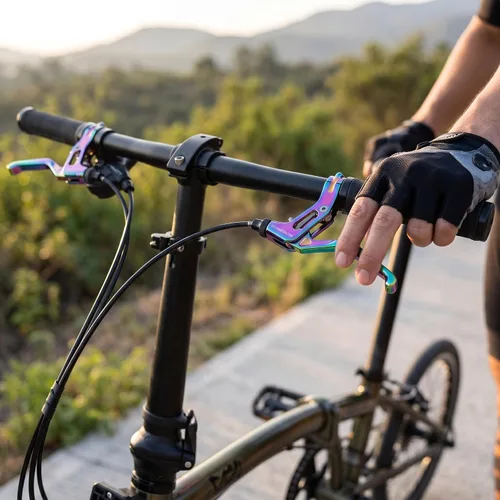 Vista 8 de Keenso Palancas de freno de bicicleta, aleación de aluminio ultraligera, palanca de freno deslizante de aceite, accesorio de ciclismo para bicicleta