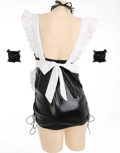 Vista 2 de MEOWCOS - Vestido de sirvienta para mujer, disfraz de sirvienta francesa, delantal de sirvienta, disfraz de cosplay