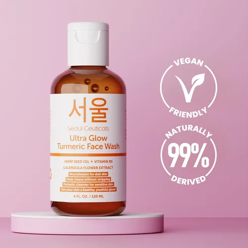 Vista 6 de SeoulCeuticals Limpiador facial de cúrcuma coreana, vegano, sin crueldad, limpiador facial coreano para el cuidado de la piel - K Beauty Cuidado