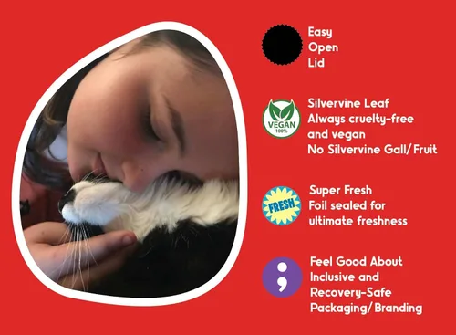 Vista 7 de Fiend Hierba gatera + Silvervine para gatos y gatitos - Coctelera manos libres – Mezcla de pezón fina de alta calidad para gatos de corte seguro