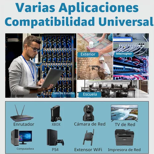 Vista 7 de Cable Ethernet Cat 8, disponible de 3 pies, 6 pies, 10 pies, 15 pies, 20 pies, 30 pies, 40 pies, 50 pies, 60 pies y 100 pies de longitud