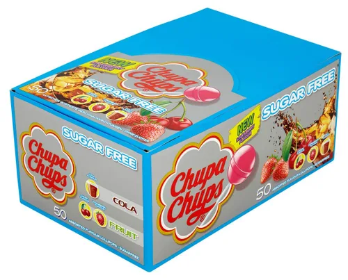 Vista 3 de 50 caramelos Chupa Chups sin azúcar surtidos