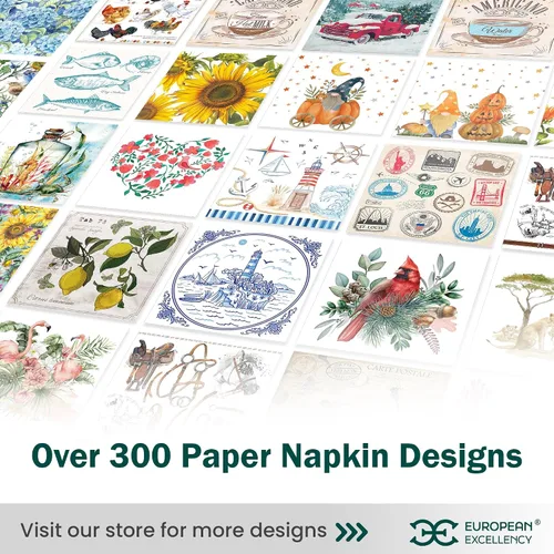 Vista 6 de Servilletas de papel de cóctel 40 piezas (BLUE SHOAL), diseño de temporada y floral Decorative Paper Napkins, Seasonal & Floral Designs Disposable