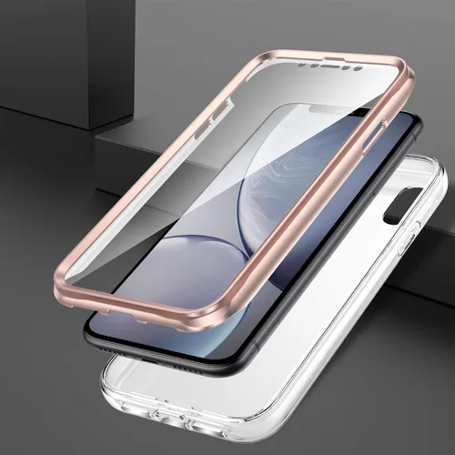Vista 3 de Asuwish Funda de teléfono para iPhone XR 6.1 con protector de pantalla híbrida de lujo, lindo mármol, a prueba de golpes, cuerpo completo, duro