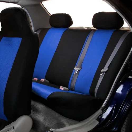 Vista 3 de FH Group Juego completo de fundas de asiento de coche con respaldo alto, ajuste universal, accesorios de automóvil, fundas de asiento delantero, Azul