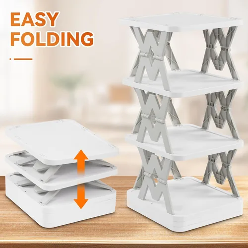 Vista 6 de Zapatero Plegable de 6 Niveles para Niños, Pequeño Organizador Vertical de Zapatos Plegable para Entrada de Puerta Delantera, Dormitorio, Recámara