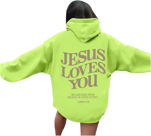 Vista 4 de Jesus Loves You - Sudadera con capucha Christian Jesus Saves Faith para hombre y mujer, ropa de calle, regalo Y2K