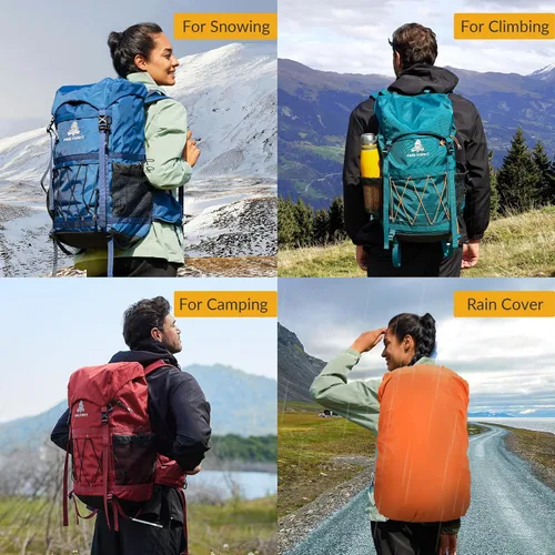 Vista 9 de Bseash Mochila de senderismo impermeable de 40L con cubierta para lluvia, bolsa de viaje deportiva al aire libre para camping, escalada, ciclismo
