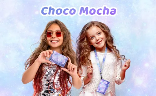 Vista 3 de Choco Mocha Carteras infantiles para niñas, Cielo Estrellado-Púrpura, Minimalista