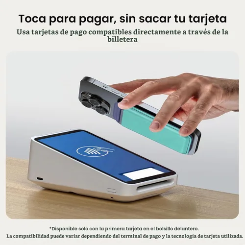 Vista 6 de Satechi Cartera magnética Magsafe, soporte para tarjetas de doble solapa, 4 ranuras con paso frontal NFC, accesorio ajustable para teléfono