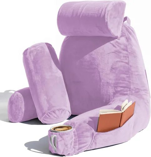 Vista 34 de Nestl Almohada de lectura para niños y adolescentes con espuma viscoelástica triturada, almohadas de respaldo para leer, ver y jugar, uso