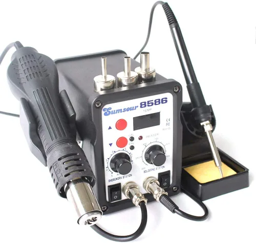 Vista 3 de 8586 AC 110V 700W 2 en 1 SMD Rework Estación de soldadura pistola de aire caliente hierro de soldadura con regalos gratis para reparación